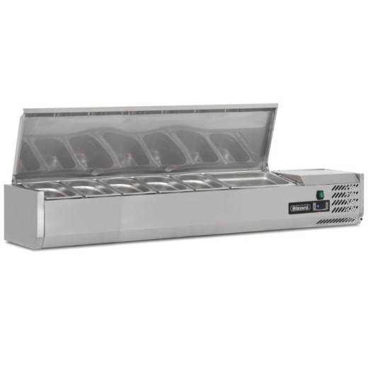 Blizzard 1.5m Hinged 5 x GN1/3 + GN1/2 Refrigerated Gastronorm Prep Top